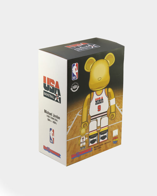 Medicom Toy Be@Rbrick Jordan '92 Team USA Chrome Version 100% & 400% Collectible Set Gold