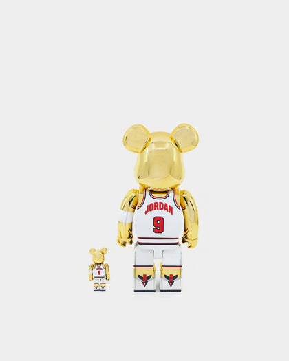 Medicom Toy Be@Rbrick Jordan '92 Team USA Chrome Version 100% & 400% Collectible Set Gold
