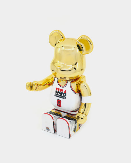 Medicom Toy Be@Rbrick Jordan '92 Team USA Chrome Version 100% & 400% Collectible Set Gold