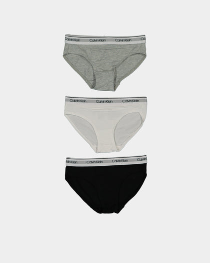 Calvin Klein Kids' Modern Cotton Bikini Brief 3 Pack Black/Heather Grey