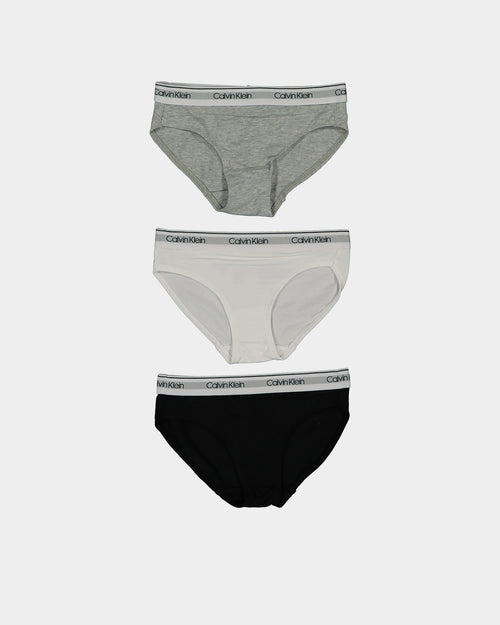 Calvin Klein Kids' Modern Cotton Bikini Brief 3 Pack Black/Heather Grey