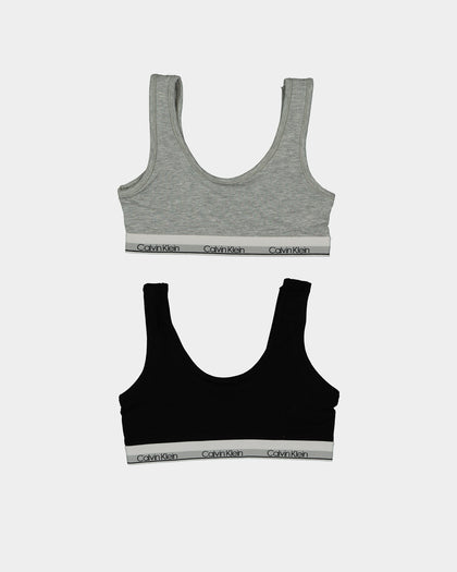Calvin Klein Kids' Modern Cotton Bralette 2 Pack Black/Heather Grey