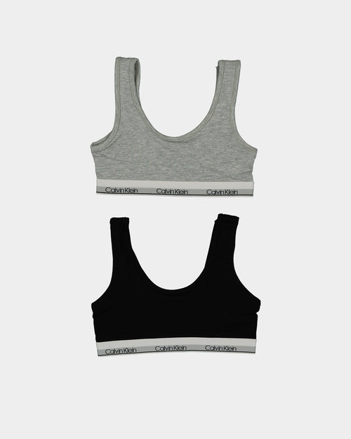 Calvin Klein Kids' Modern Cotton Bralette 2 Pack Black/Heather Grey