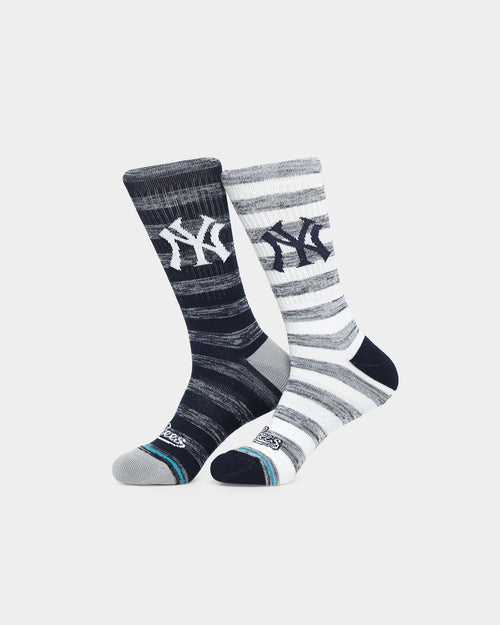 Stance X New York Yankees Twist Crew Socks 2 Pack White