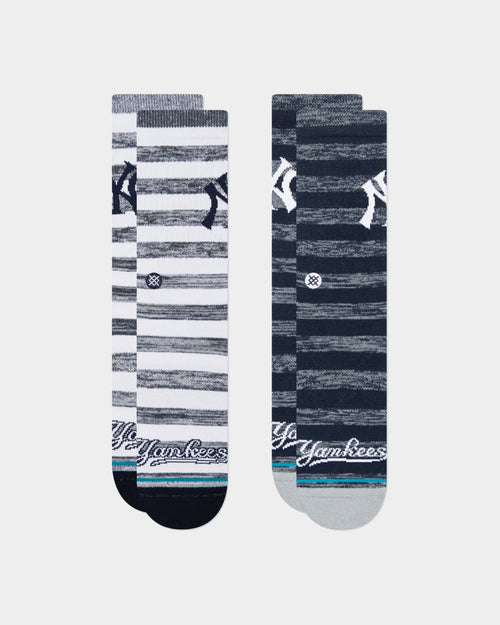 Stance X New York Yankees Twist Crew Socks 2 Pack White