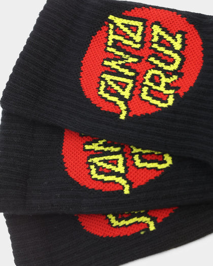 Santa Cruz Kids' Classic Dot Crew Socks 4 Pack Black