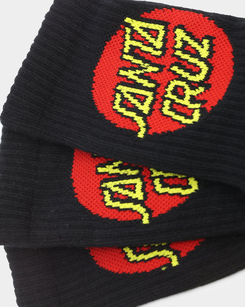 Santa Cruz Kids' Classic Dot Crew Socks 4 Pack Black