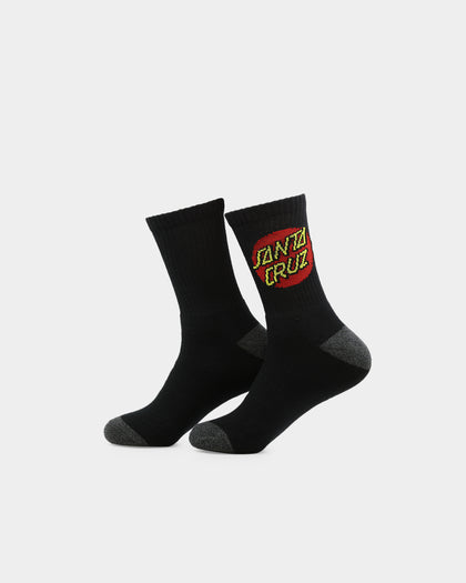 Santa Cruz Kids' Classic Dot Crew Socks 4 Pack Black