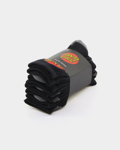 Santa Cruz Kids' Classic Dot Crew Socks 4 Pack Black