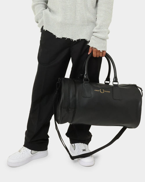 Fred Perry Pique Textured Barrel Bag Black