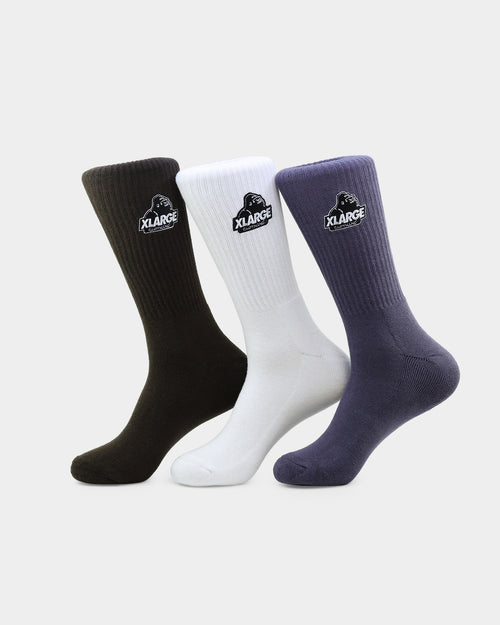 XLarge Slanted Logo Socks 3 Pack Multi-coloured