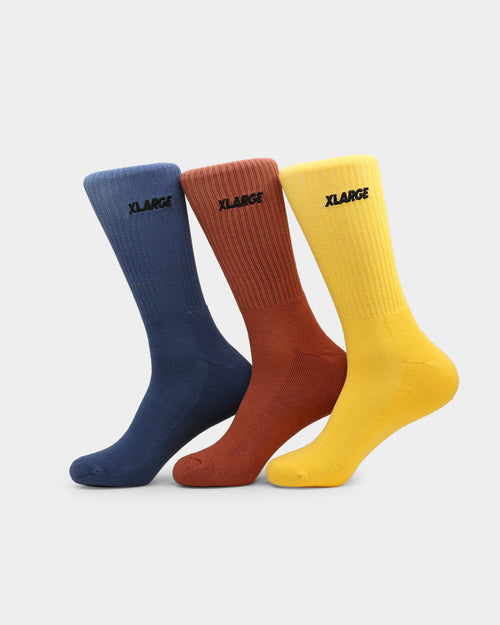 X-LARGE Slanted Logo 3 Pack Rust/Blue/Yellow