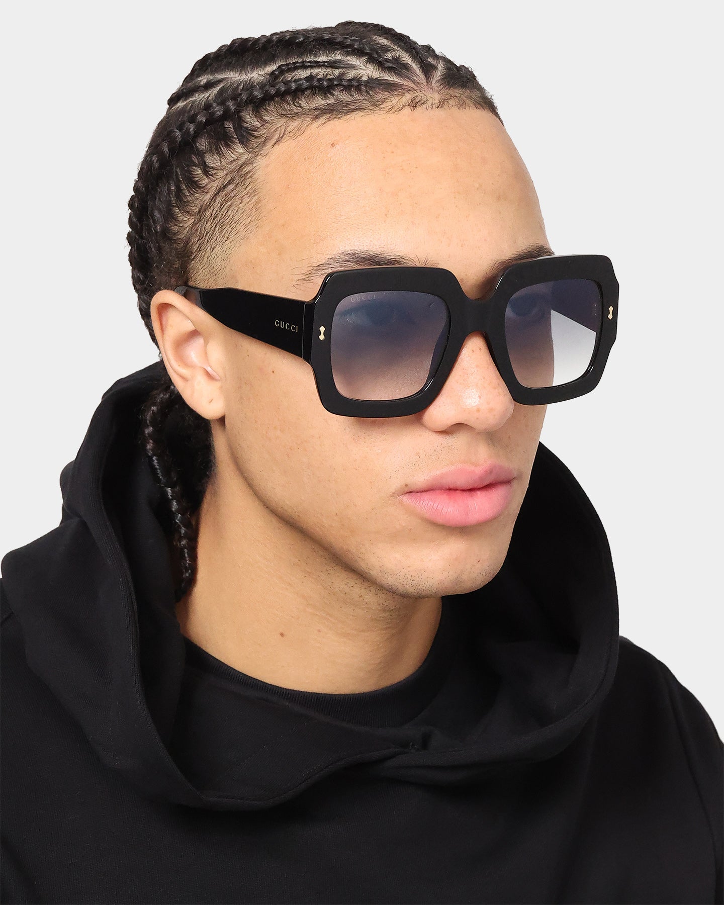 Gucci GG1111S-001 Sunglasses Shiny Black/Smoke Grey | Culture Kings US