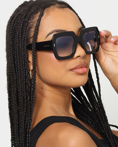 Gucci GG1111S-001 Sunglasses Shiny Black/Smoke Grey