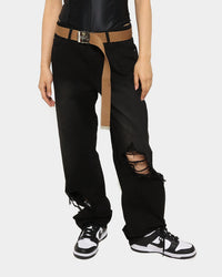 X-Girl Mills Logo Web Belt Brown
