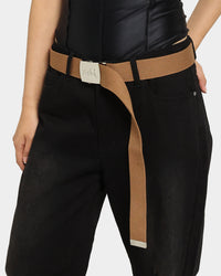 X-Girl Mills Logo Web Belt Brown