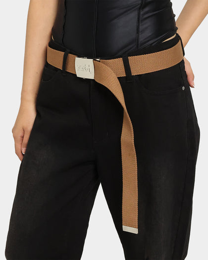 X-Girl Mills Logo Web Belt Brown