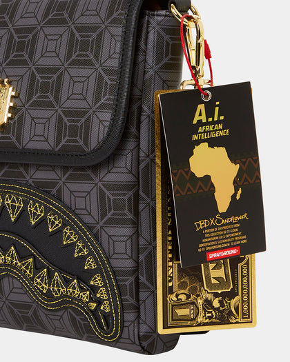 Sprayground AI4 Diamond Large Crossbody Bag Black/Gold