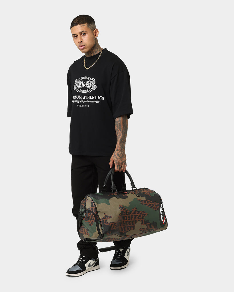 Sprayground Camo Branded Duffle Bag in Black for Men