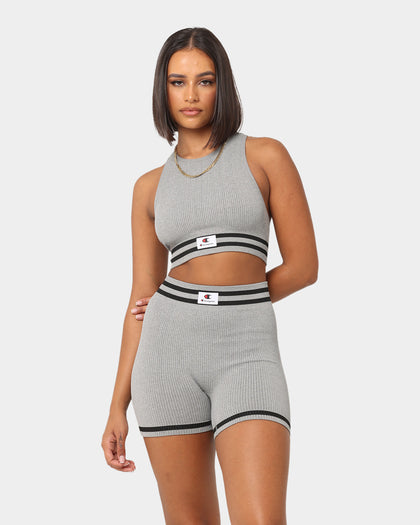 Champion Women's LFS Seamless Racer Crop Oxford Heather