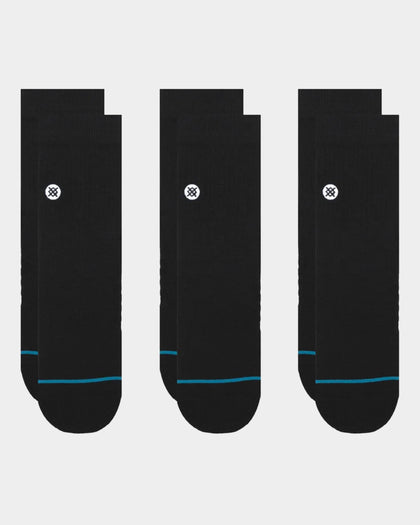 Stance Icon Quarter 3 Pack Socks Black