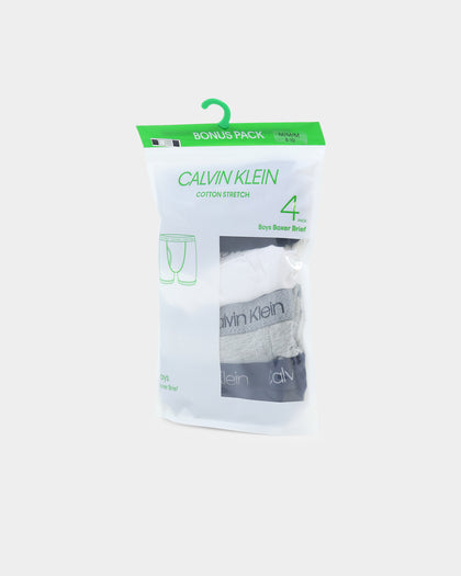 Calvin Klein Kids' Cotton 4 Pack Boxer Brief Black/Grey/White