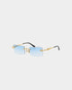 James Oro Blue Tint Serpent Authentic Sunglasses Gold/Blue