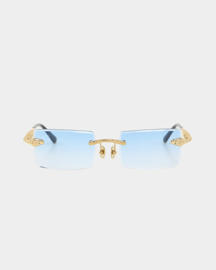 James Oro Blue Tint Serpent Authentic Sunglasses Gold/Blue