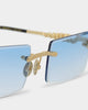 James Oro Blue Tint Serpent Authentic Sunglasses Gold/Blue