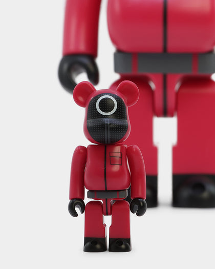 Medicom Toy Be@rbrick X Squid Games Circle Guard 100% & 400% Figure Set Red/Black