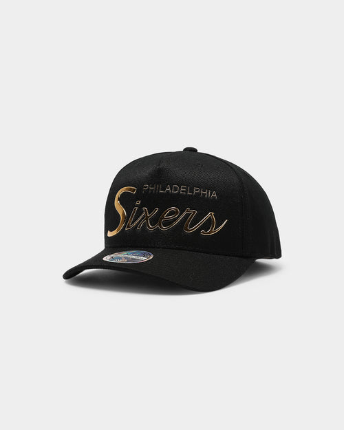 Mitchell & Ness Philadelphia 76ers TPU Metal Script 110 Snapback Black