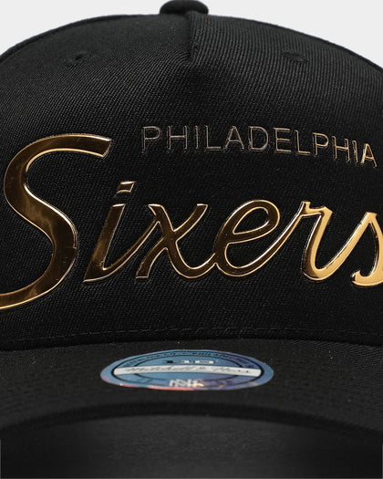Mitchell & Ness Philadelphia 76ers TPU Metal Script 110 Snapback Black