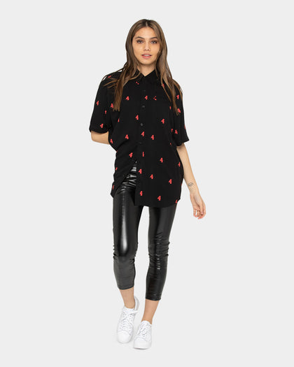 4HUNNID Mini 4 Button Down Shirt Black