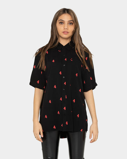 4HUNNID Mini 4 Button Down Shirt Black