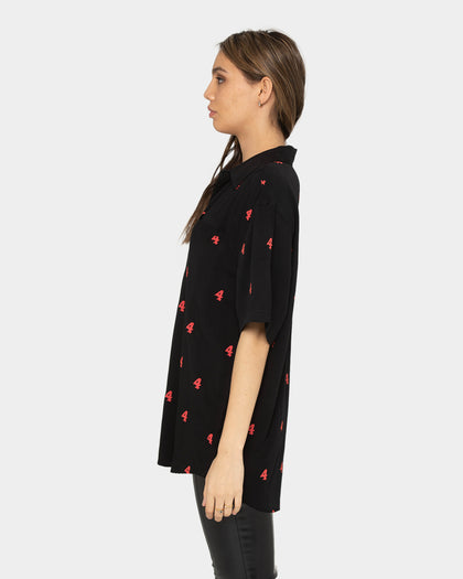 4HUNNID Mini 4 Button Down Shirt Black