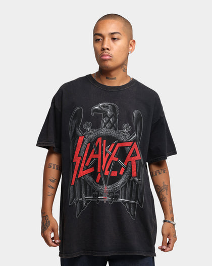 Slayer Men's Black Eagle Short Sleeve T-Shirt Black Wash