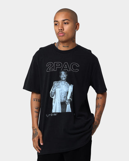 Tupac Blue Photo Short Sleeve T-Shirt Washed Black