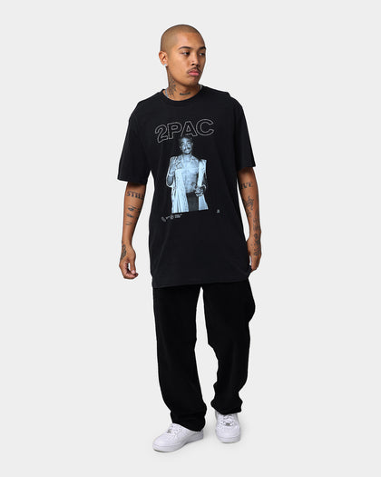 Tupac Blue Photo Short Sleeve T-Shirt Washed Black