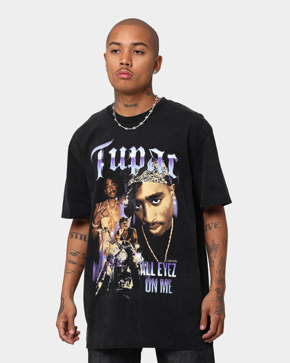 Tupac All Eyez Motorbike Vintage T-Shirt Washed Black