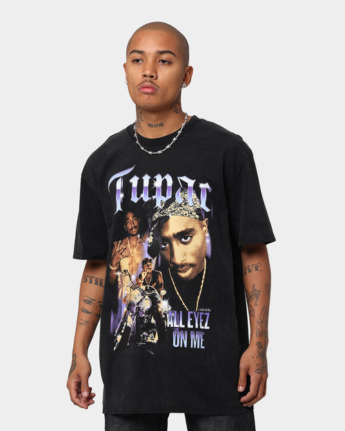 Tupac All Eyez Motorbike Vintage T-Shirt Washed Black