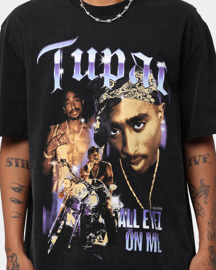 Tupac All Eyez Motorbike Vintage T-Shirt Washed Black