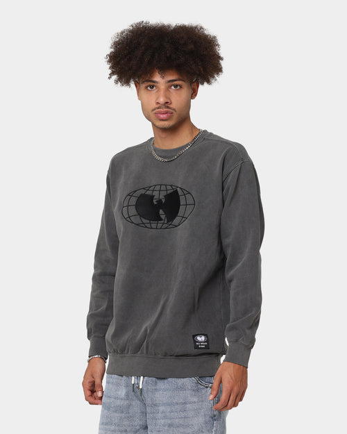 Wu Wear Merch Embroidered Logo Crewneck Black Wash