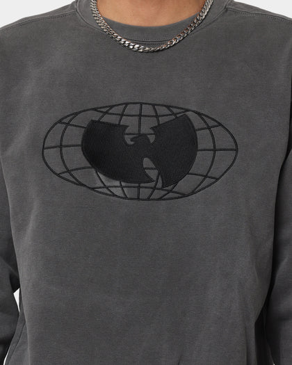 Wu Wear Merch Embroidered Logo Crewneck Black Wash