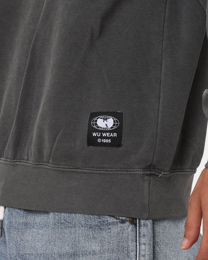 Wu Wear Merch Embroidered Logo Crewneck Black Wash