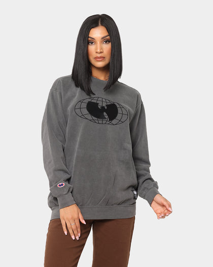 Wu Wear Merch Embroidered Logo Crewneck Black Wash