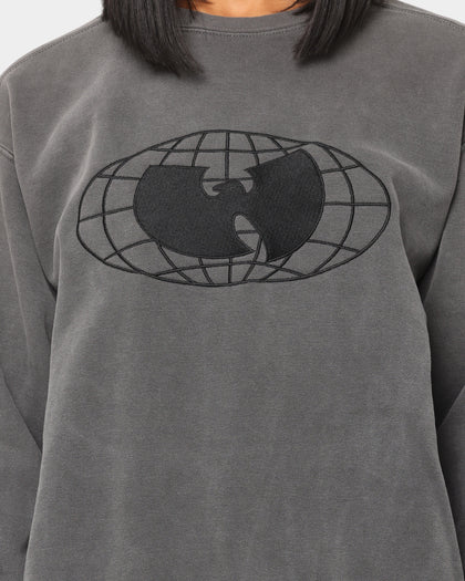 Wu Wear Merch Embroidered Logo Crewneck Black Wash