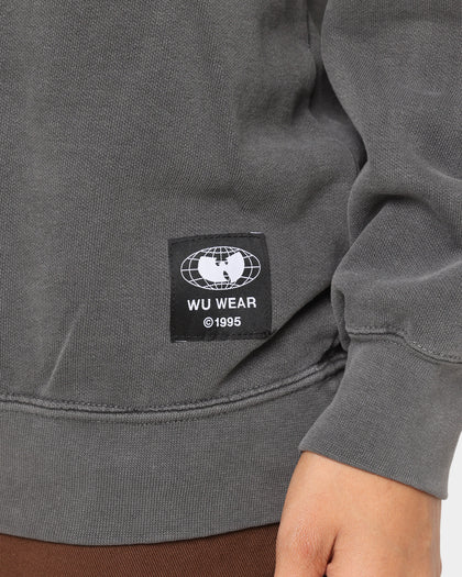 Wu Wear Merch Embroidered Logo Crewneck Black Wash
