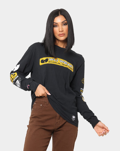 Wu Wear Merch Multi Logo Long Sleeve T-Shirt Black Wash