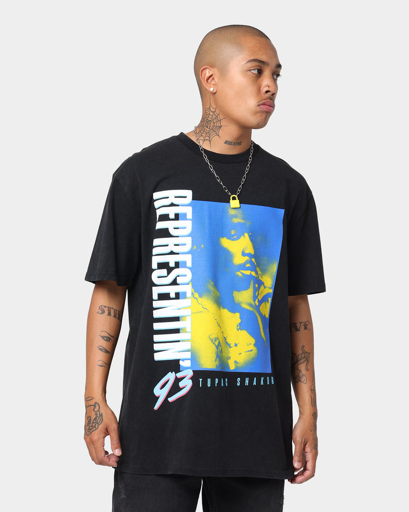 Tupac Represent 93 T-Shirt Washed Black | Culture Kings US