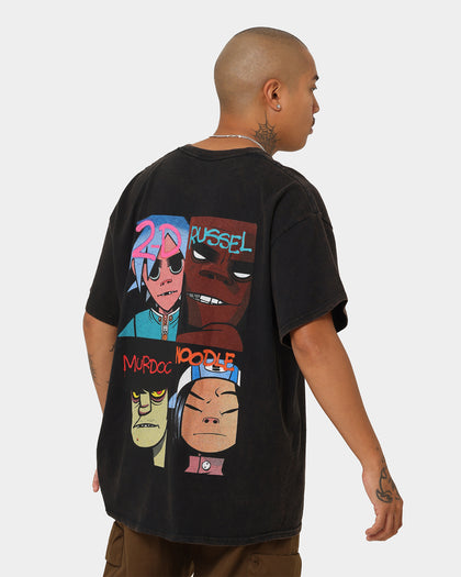 Gorillaz Writing Logo Vintage T-Shirt Washed Black